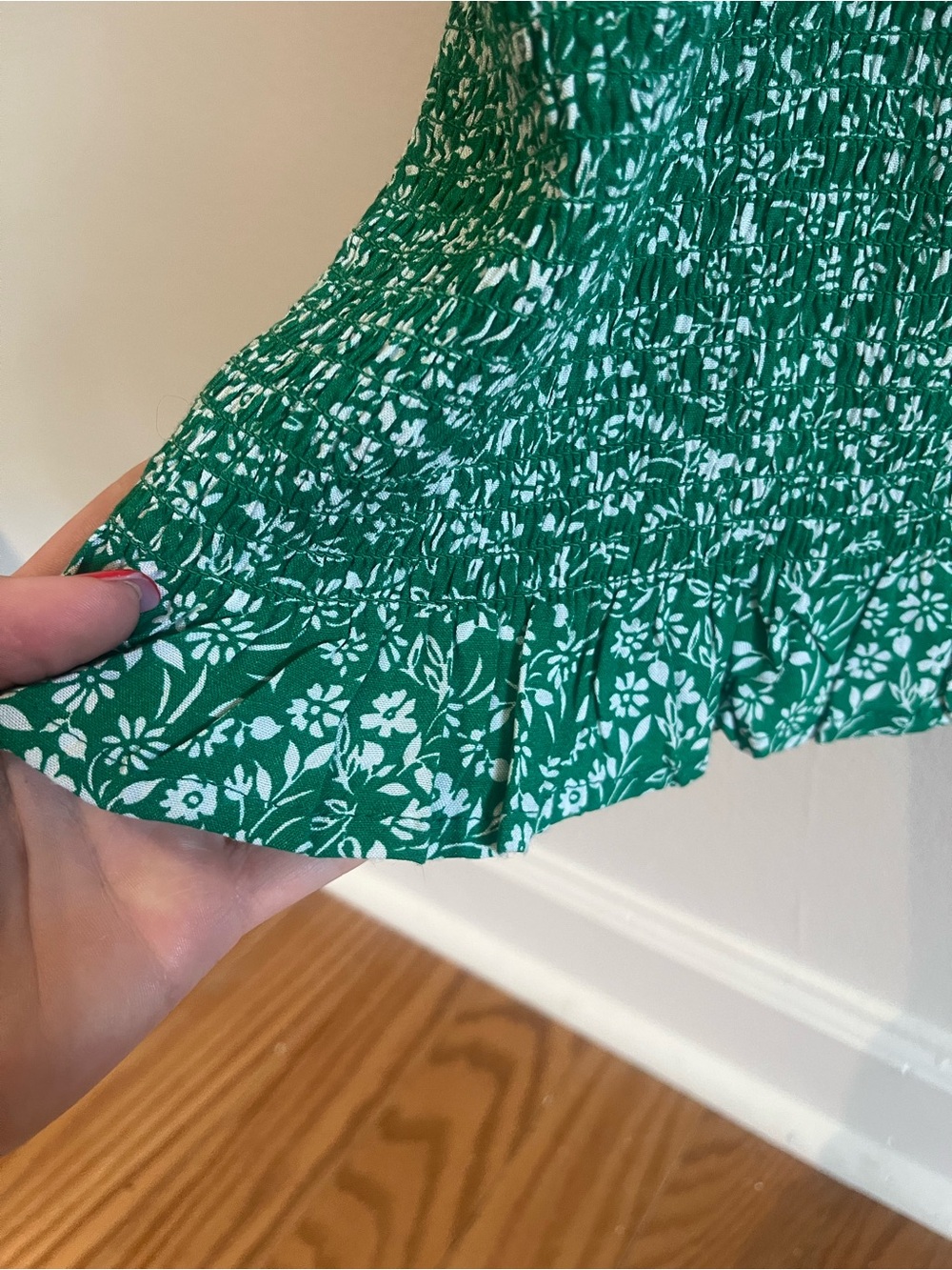 Green Floral Ruffle Mini Dress - Picture 4 of 4